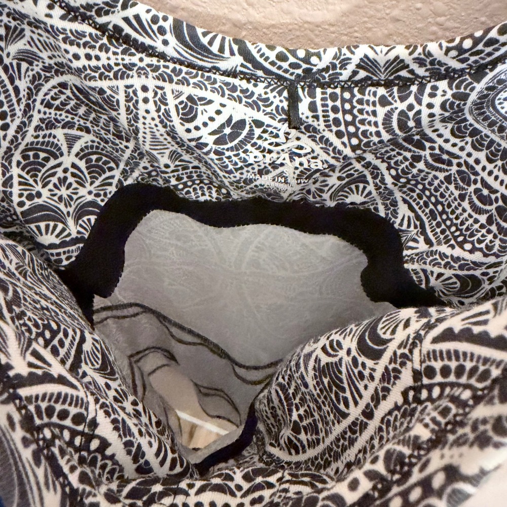 Prana Quinn Dress Small Black White Mandala Print Shelf Bra Tiered Mini Dress - Picture 5 of 9